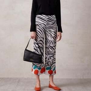 STAUD Oscar Cropped Pant White Printed Citrus Scarf Size 4